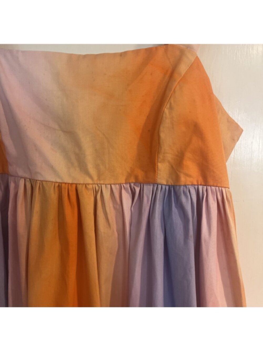 FRNCH Elegant Orange Maxi Dress Alyssa Sunset Women’s XS Orange Purple Umpire - Picture 4 of 12